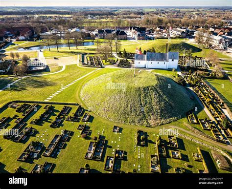 Viking age Jelling burial mounds panorama, Denmark Stock Photo - Alamy