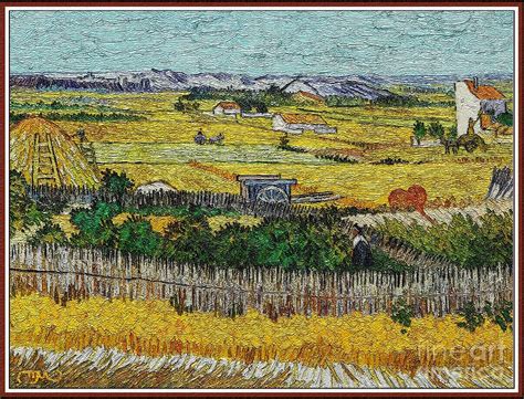 A replica of a painting Harvest by Van Gogh Painting by Pemaro