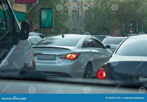 Traffic Jam in a City Street Road Stock Photo - Image of commute ...