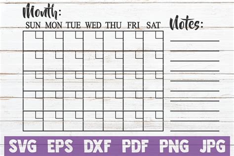 Calendar Template SVG Cut File By MintyMarshmallows | TheHungryJPEG