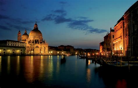 Wallpaper city, the city, lights, Italy, Venice, channel, Italy, night ...