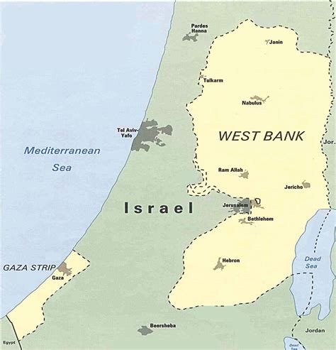 Map Of Israel West Bank - Cities And Towns Map