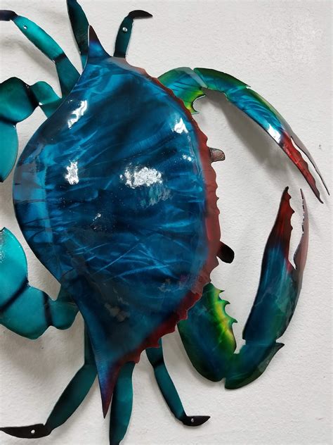 Handmade Aluminum Metal Crab Wall Art, Coastal Wall Decor, Ocean Art ...