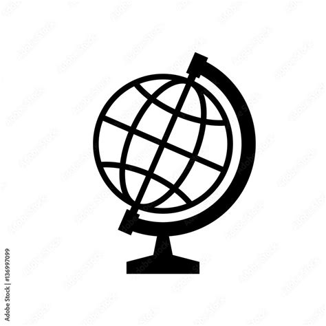 Globe icon. Black icon isolated on white background. Globe silhouette. Simple icon. Web site ...