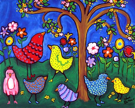 Whimsical Birds Painting by Renie Britenbucher