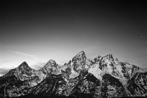 Tetons Moonlight B/W | Tetons, Wyoming | Mountain Photography by Jack Brauer