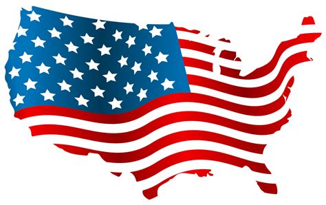 USA Flag Map PNG Clip Art Image