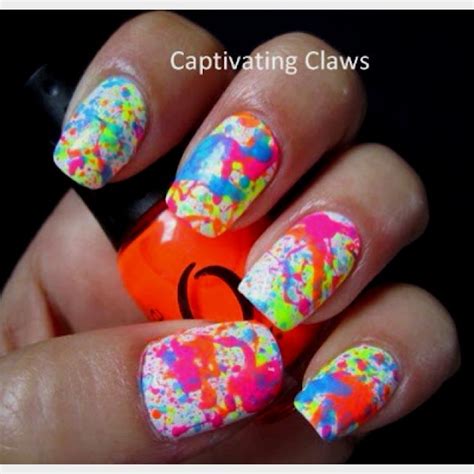 Splatter paint nail art.♥ | Splatter nails, Neon nails, Splatter paint ...