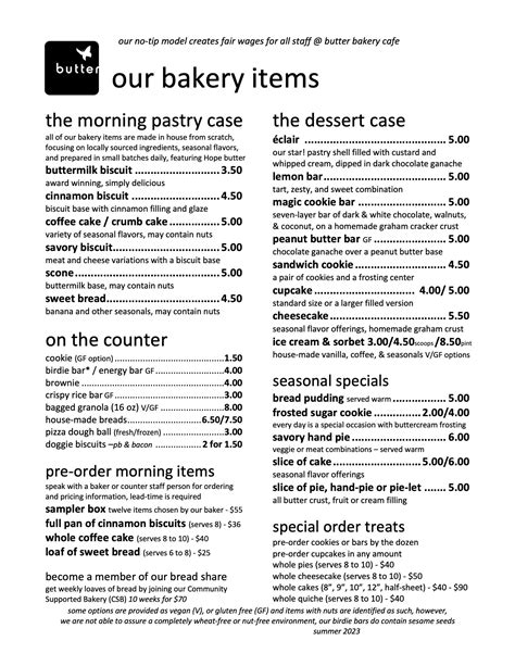 Our Menus — Butter Bakery Cafe