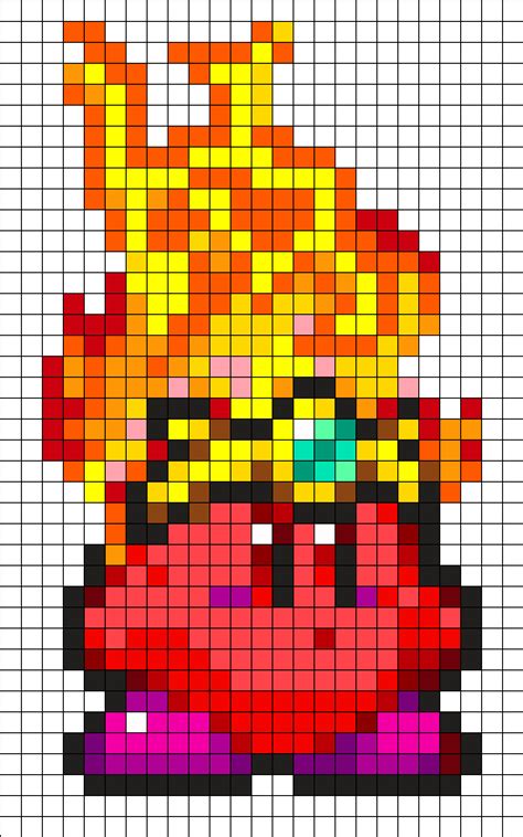 Fire_Kirby by HoshiNoKaabi on Kandi Patterns | Pixel art pattern, Pixel ...