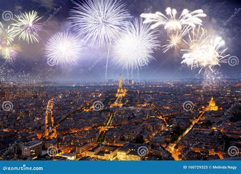 Celebrating the New Year in Paris Eiffel Tower with Fireworks Stock ...