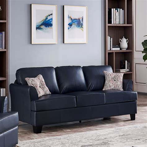 Alexandria Leather Sofa (Blue) – TAF Furniture