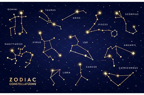 Golden zodiac constellations | Illustrations ~ Creative Market