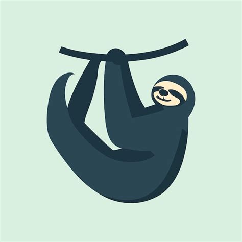 Premium Vector | Cartoon sloth hanging on a branch flat minimal sloth