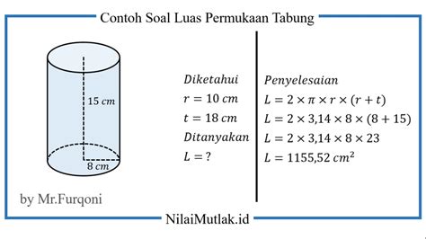 Hitunglah luas permukaan tabung yang memiliki jari-jari sepanjang 10 cm ...