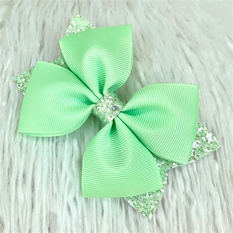 Bright Pastel Green Hair Bow Green Hair Clip Green Baby Bow | Etsy