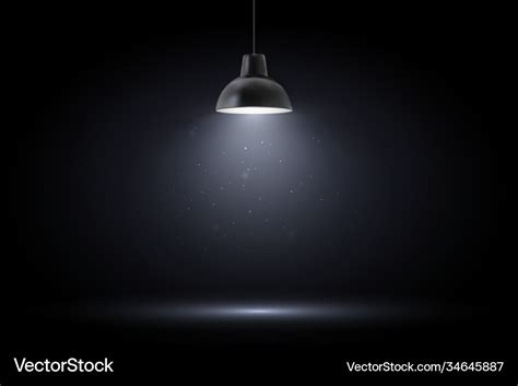 Lamp in dark room spotlight on black background Vector Image