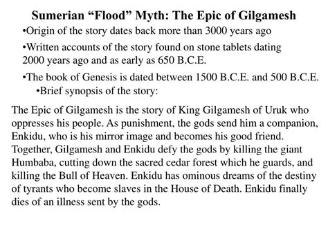 PPT - Sumerian “Flood” Myth: The Epic of Gilgamesh PowerPoint Presentation - ID:3703768