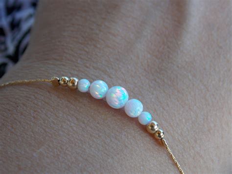 Opal Bracelet Opal Bead Bracelet Minimal Bracelet Opal Gold - Etsy