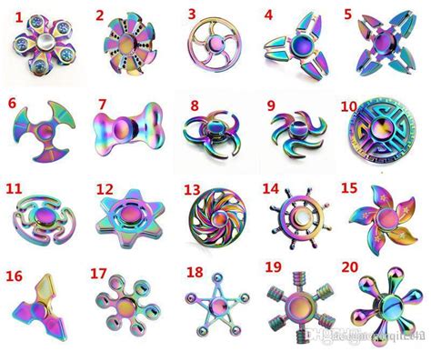 35 Types Fidget Spinner Metal Rainbow Spinners EDC Tri Spinner Hand ...