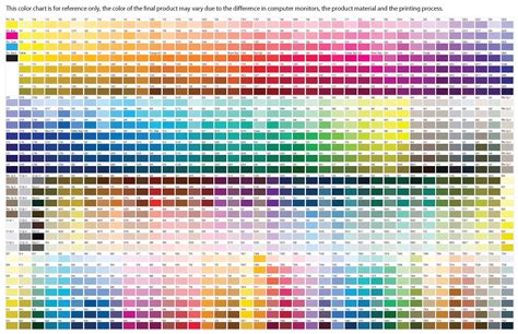 Ink Color Chart | YBLEGAL.net