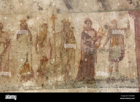 Original ancient frescoes in Pompeii,Naples, Italy Stock Photo - Alamy