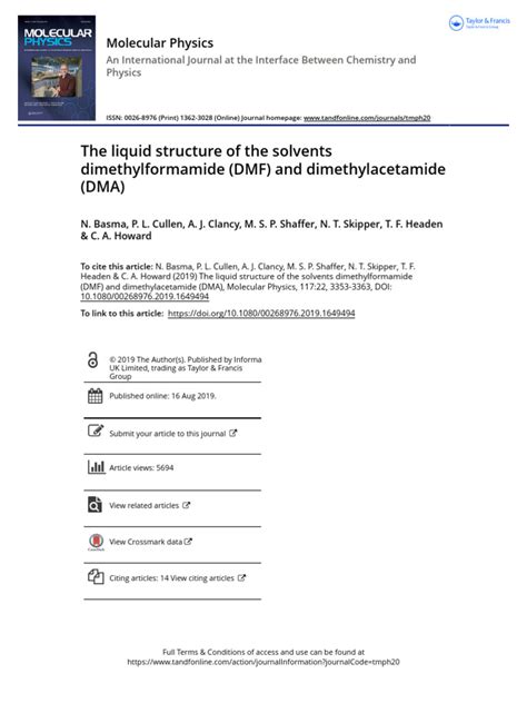 The liquid structure of the solvents dimethylformamide DMF and dimethylacetamide DMA | PDF ...