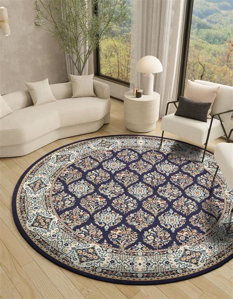 Navy Blue 5' x 5' Rabia Round Rug | Rugs.com