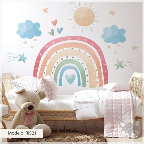 Rainbow Wall Decal, Rainbow Wall Sticker, Watercolor Rainbow, Rainbow ...