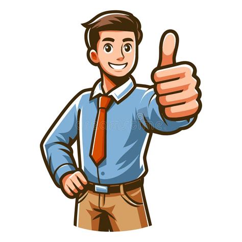 Man Giving Thumbs Up Vector Illustration, Happy Guy Showing OK Gesture ...