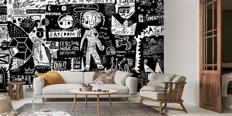 Graffiti - Black and White Wallpaper | Wallsauce CA