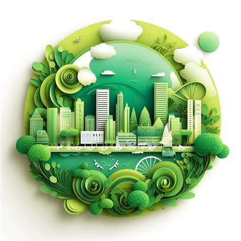 Premium AI Image | papercut go green building greening returns to nature ai generative design