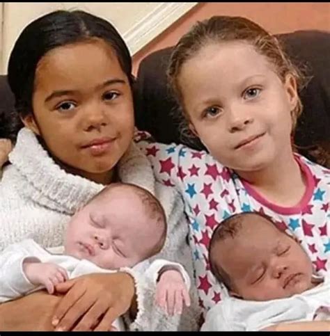 Black & white twins Hayleigh and Lauren Durrant proudly hold their new sisters — who, incredibly ...