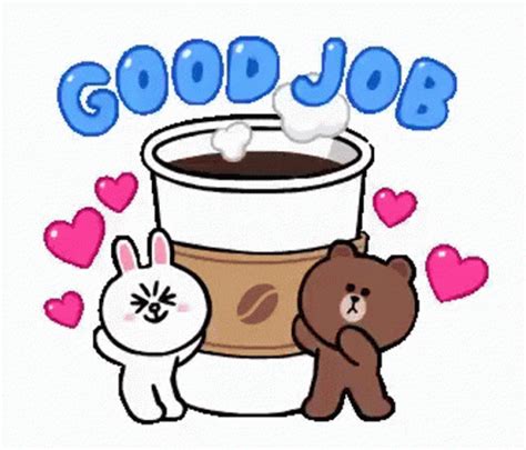 Cony And Brown Good Job GIF - ConyAndBrown GoodJob Coffee - Discover & Share GIFs