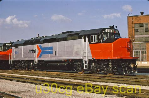 AMTRAK SDP40F 501 FRESH Chicago, IL 1973 - Original slide -- Antique ...