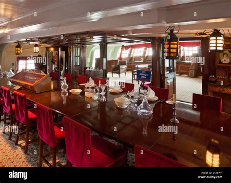 The Great Cabin dining room interior on HMS Victory Portsmouth historic dockyard Portsmouth ...