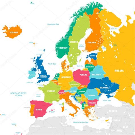 Mapa Vectorial Del Continente Europeo Con Nombres Paises Capitales ...