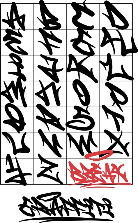 Practical and useful graffiti words calligraphy brush alphabet 21947002 Vector Art at Vecteezy