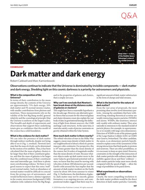 (PDF) Cosmology: Dark matter and dark energy