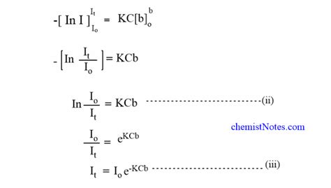 Beer lambert law: Derivation, deviation, application, and limitations - Chemistry Notes