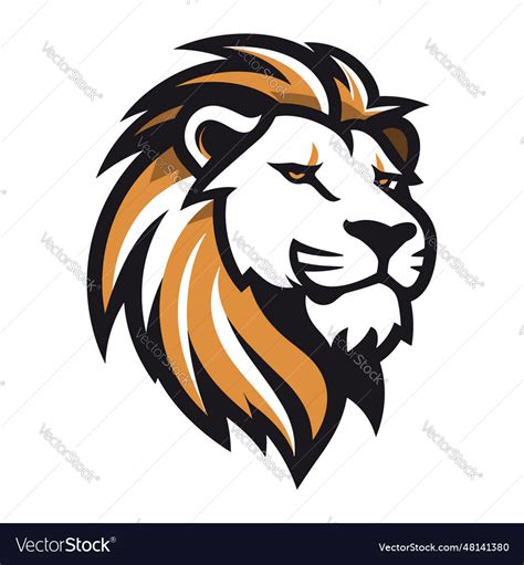 Lion head face logo side view art Royalty Free Vector Image