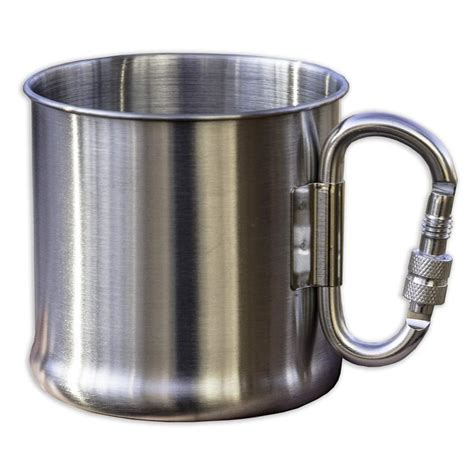 ADVENTURIST Stainless Steel Camping Coffee Mug with Folding Carabiner Handle - Lightweight ...