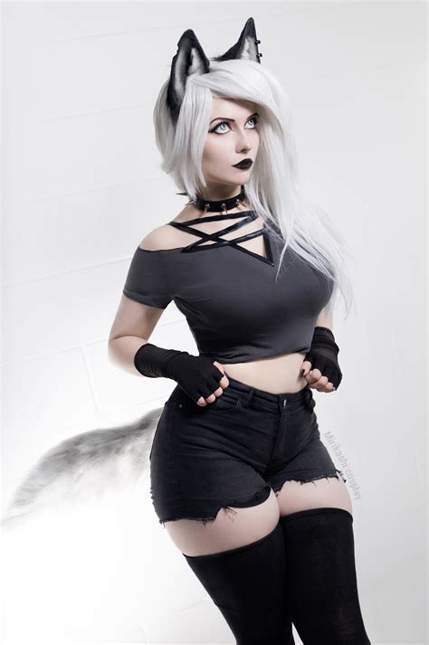 Cosplay Loona Helluva Boss Helluva Boss Choker Silver Hair Wolf Ears ...