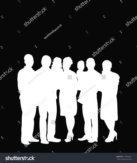 White Silhouette People Group On Black Stock Vector (Royalty Free) 719564491 | Shutterstock