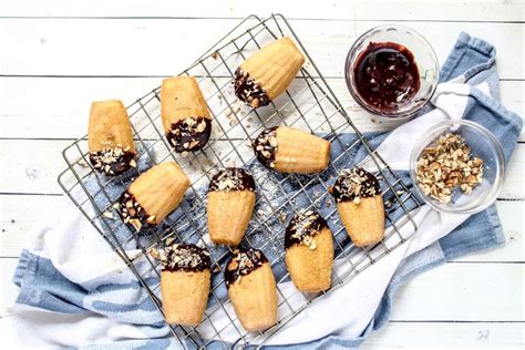 Gluten Free Almond Chocolate Dipped Madeleine Cookies