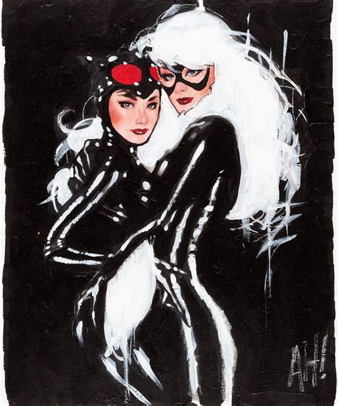 Black Cat And Catwoman Kissing