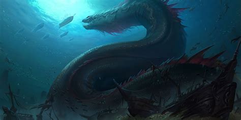 #449333 creature, serpent, sea, underwater, fantasy art, Kan Liu, dark ...