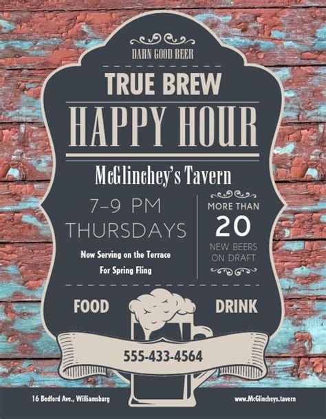 Tavern Happy Hour Flyer Template by MustHaveMenus