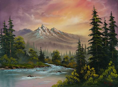 Mountain Sunset Painting by C Steele