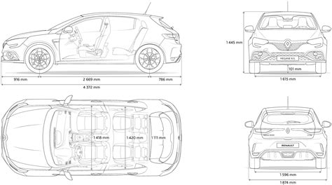 Renault Megane RS 2017 Blueprint - Download free blueprint for 3D modeling